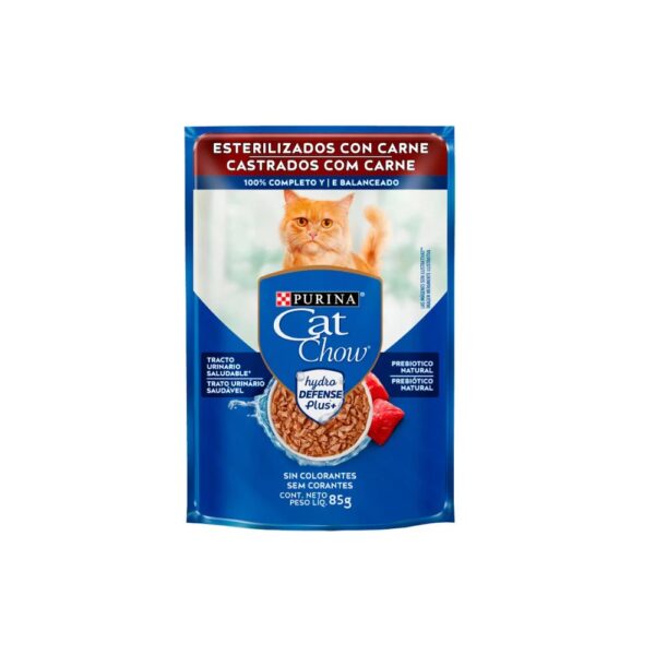 Sachê Cat Chow Carne molho 85g Gatos Adultos Purina Nestle